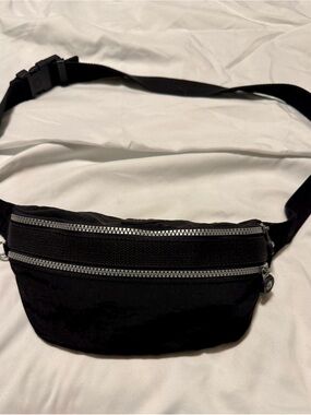 Kipling Black Crossbody Waist Bag with Dual Zippers